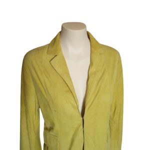 Vtg Italian Suede Leather Yellow Blouse Size 6